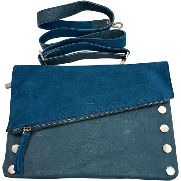 Hammitt Dillon Medium Teal Croc Crossbody Clutch Bag